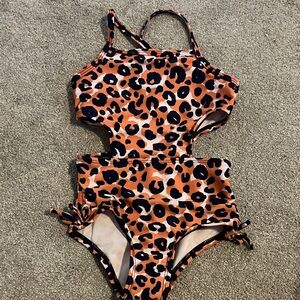 Cat & Jack Orange and Black Leopard Kids Bikini